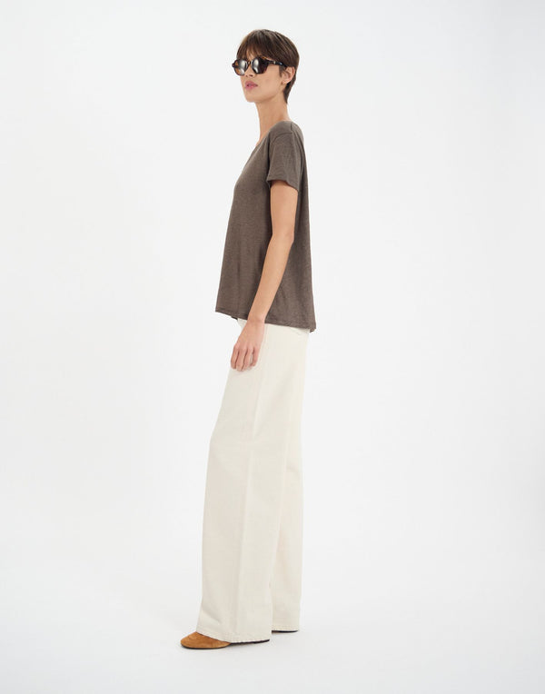 Ines De La Fressange T-shirt Apolline En Lin Kaki