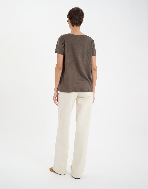Ines De La Fressange T-shirt Apolline En Lin Kaki