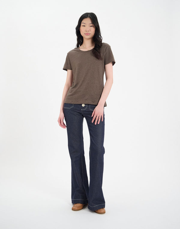 Ines De La Fressange T-shirt Sunny En Lin Kaki