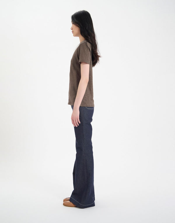 Ines De La Fressange T-shirt Sunny En Lin Kaki