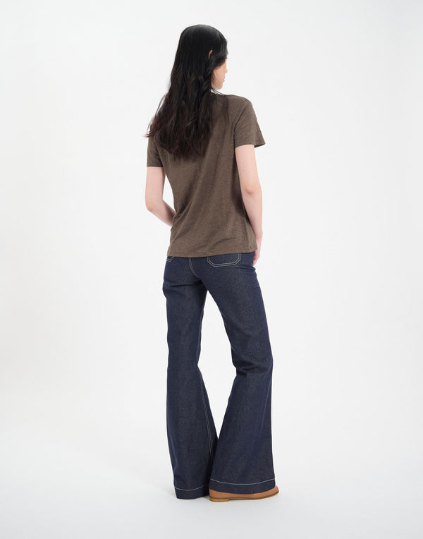 Ines De La Fressange T-shirt Sunny En Lin Kaki