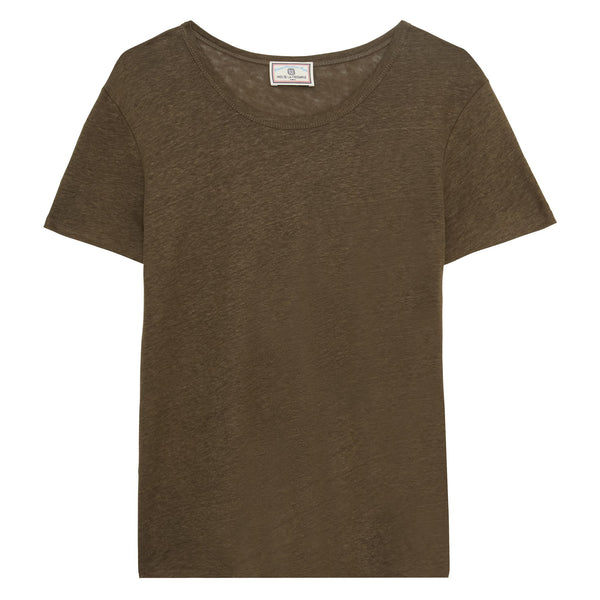 ines de la fressange T-shirt Sunny en lin kaki