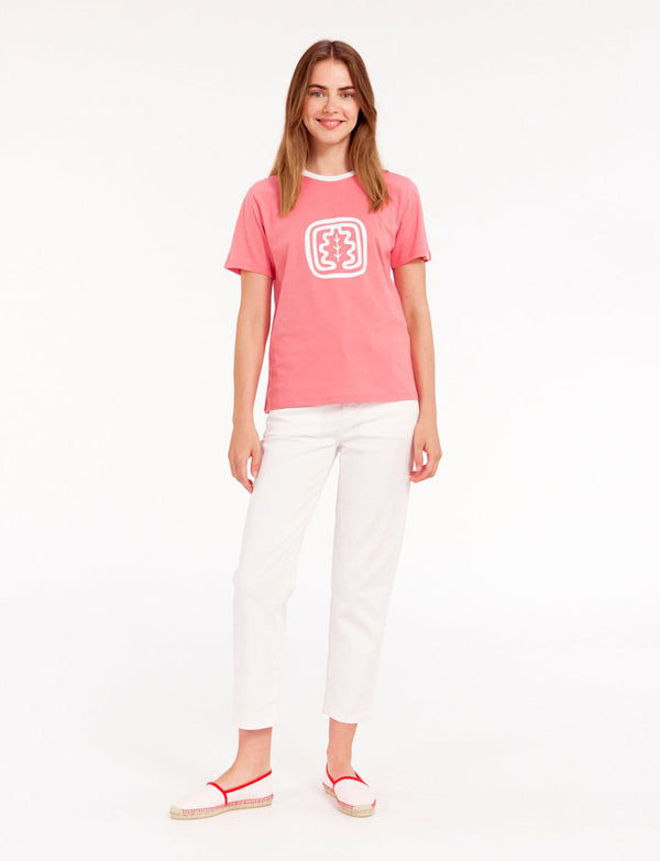 Ines De La Fressange Tee-shirt Oscar Col Rond Rose