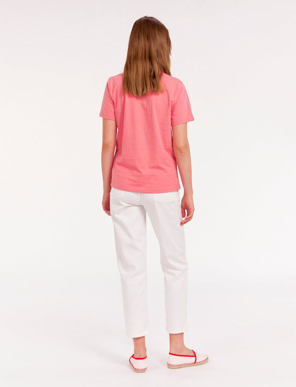 Ines De La Fressange Tee-shirt Oscar Col Rond Rose