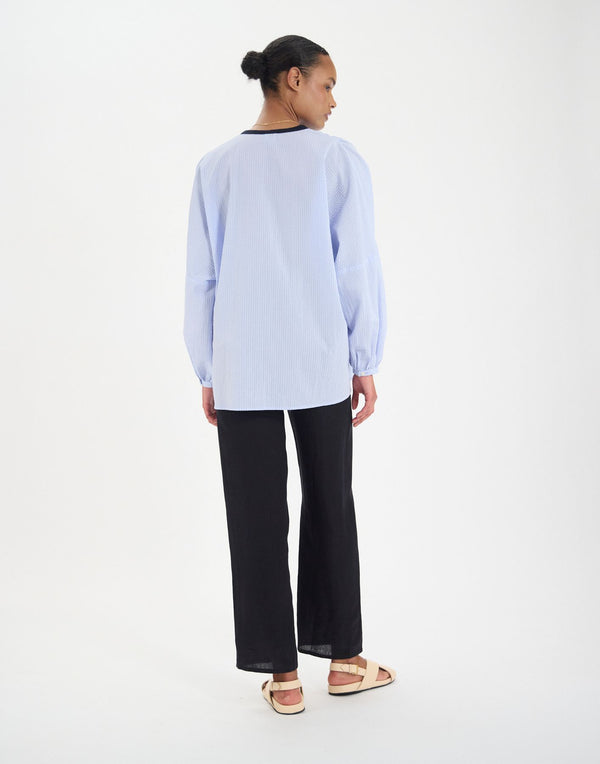 Ines De La Fressange Top Ida En Coton Bleu Clair