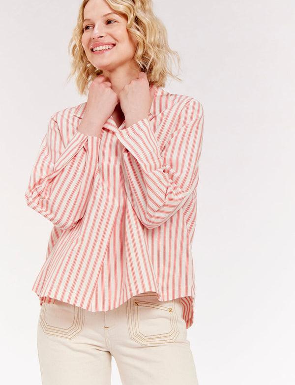 Ines De La Fressange Top Noa Rayé Rouge Et Blanc