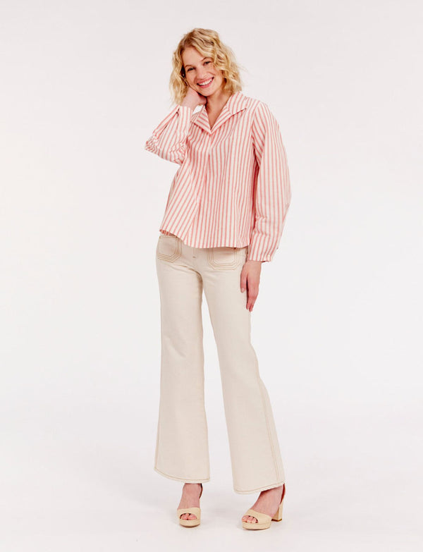 Ines De La Fressange Top Noa Rayé Rouge Et Blanc