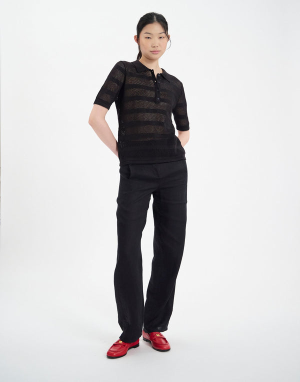 Ines De La Fressange Top Simon En Lin Noir