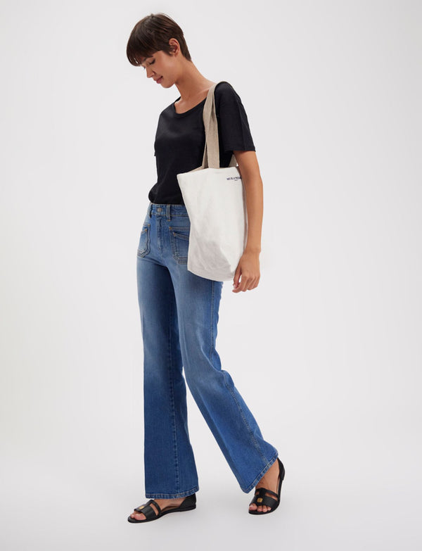 Ines De La Fressange Tote Bag Lila Ecru