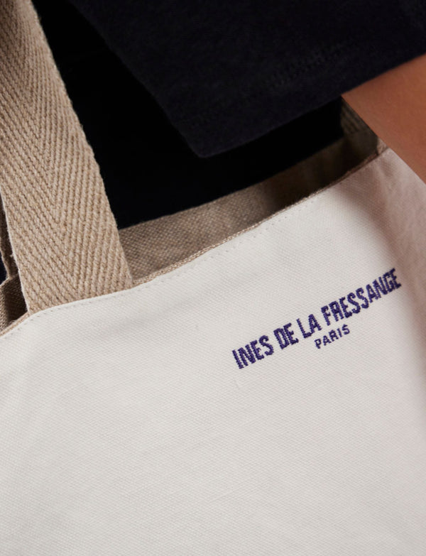 Ines De La Fressange Tote Bag Lila Ecru