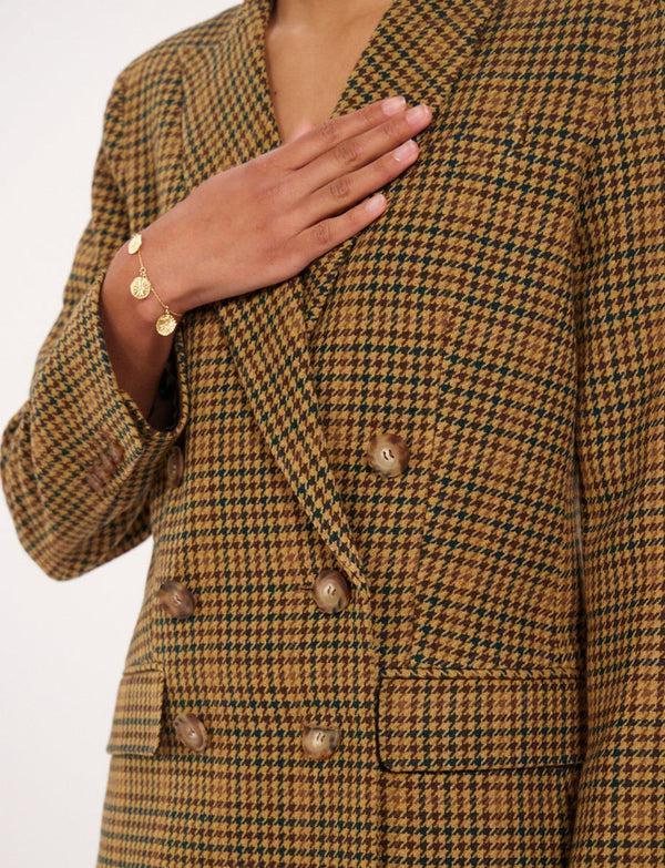 Ines De La Fressange Veste Ezio Kaki Pied-de-poule