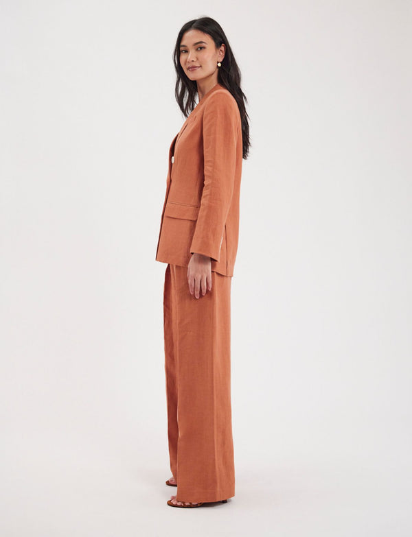 Ines De La Fressange Veste Ezio Lin Caramel