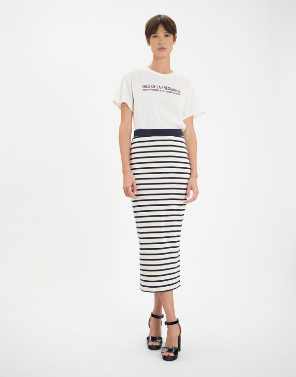 Ines De La Fressange Jupe Blandine En Coton Bio Marine