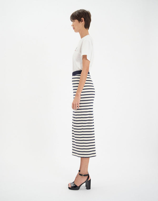Ines De La Fressange Jupe Blandine En Coton Bio Marine