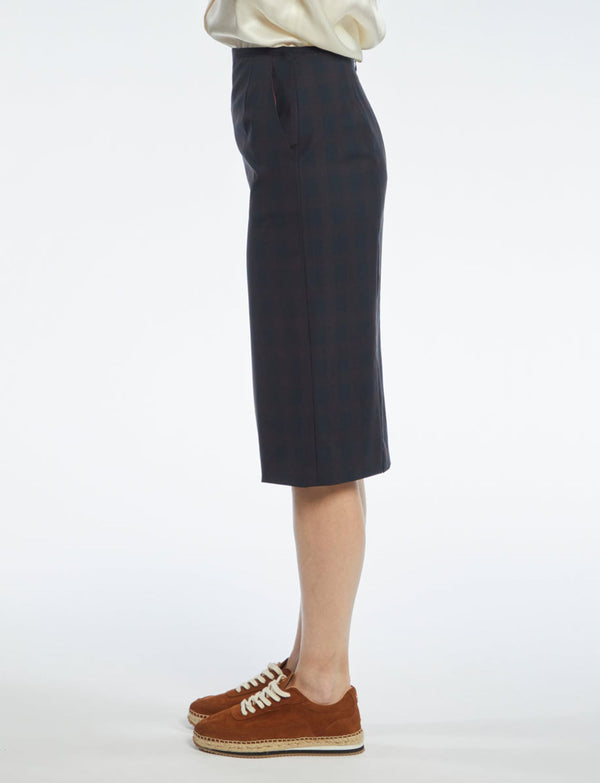 Ines De La Fressange Jupe Chantal Laine Bleu Marine