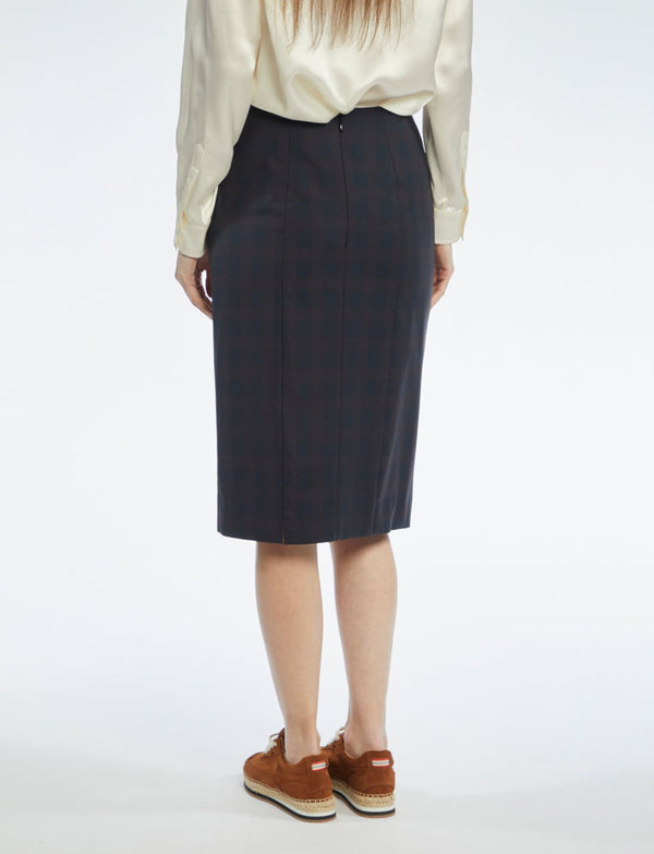 Ines De La Fressange Jupe Chantal Laine Bleu Marine