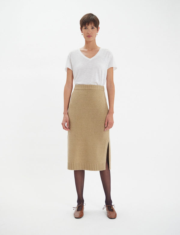 Ines De La Fressange Jupe Damia Laine Responsable Camel