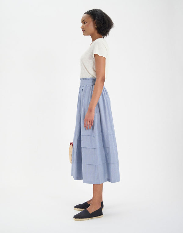 Ines De La Fressange Jupe Longue Héloïse En Coton Bleue