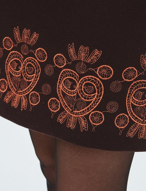 Ines De La Fressange Jupe Sophia En Laine Marron Foncé