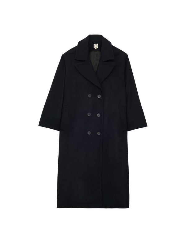 ines de la fressange Manteau Denise en lainage marine et noir à chevrons