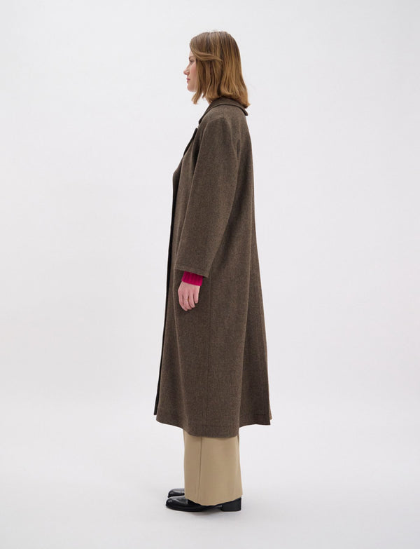 Ines De La Fressange Manteau Denise En Lainage Marron à chevrons