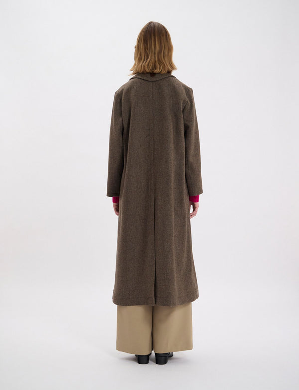 Ines De La Fressange Manteau Denise En Lainage Marron à chevrons