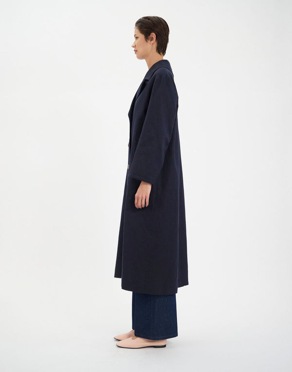 Ines De La Fressange Manteau Denise En Lin Et Coton Marine