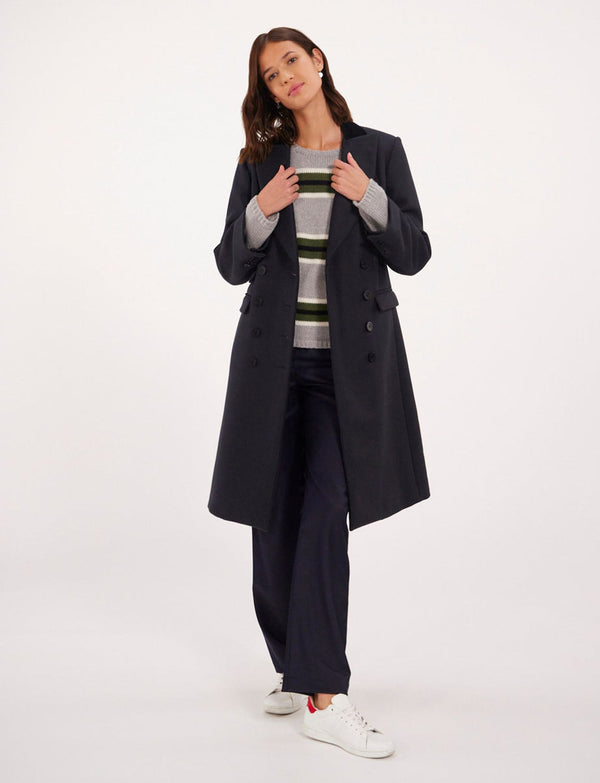 Ines De La Fressange Manteau Mauricette Bleu Nuit En Laine