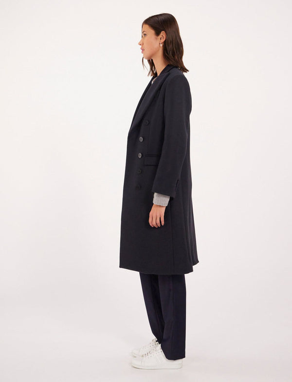 Ines De La Fressange Manteau Mauricette Bleu Nuit En Laine