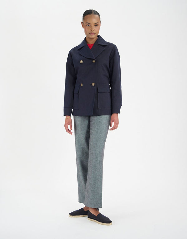 Ines De La Fressange Manteau Romaric En Lin Et Coton Marine