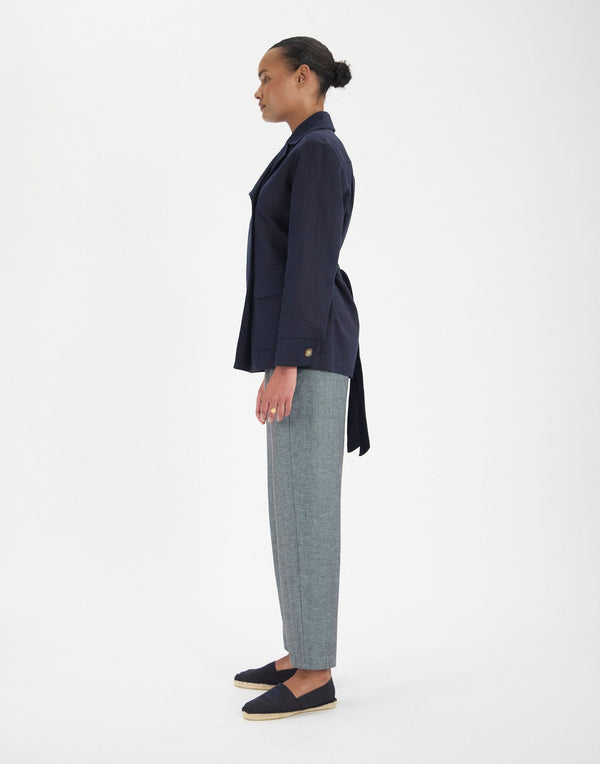 Ines De La Fressange Manteau Romaric En Lin Et Coton Marine