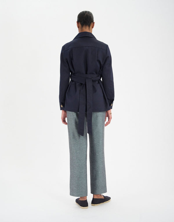 Ines De La Fressange Manteau Romaric En Lin Et Coton Marine