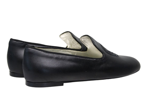 Ines De La Fressange Mocassin Brodé Callie En Cuir Noir