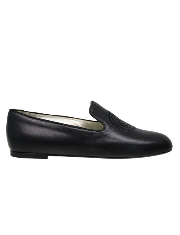 ines de la fressange Mocassin brodé Callie en cuir noir