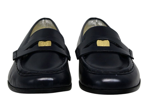 Ines De La Fressange Mocassin Elvire En Cuir Lisse Bleu Nuit