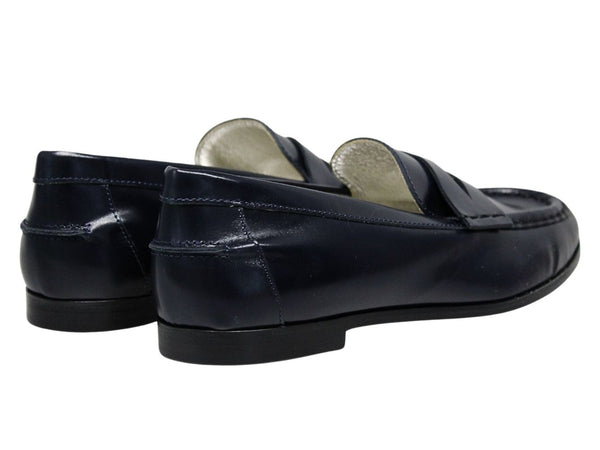 Ines De La Fressange Mocassin Elvire En Cuir Lisse Bleu Nuit