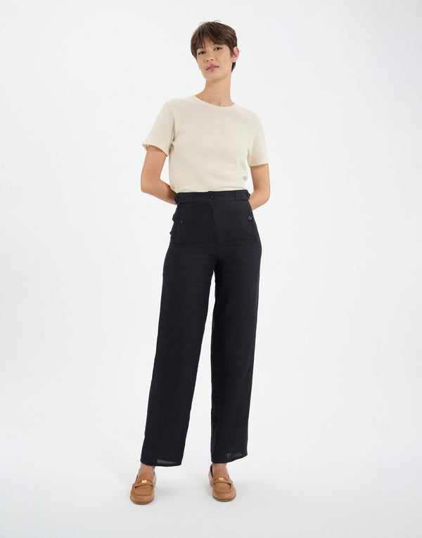 Ines De La Fressange Pantalon à Pinces Piotr En Lin Noir