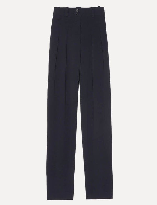 Ines De La Fressange Pantalon Atalia Bleu Marine Acétate De Coton