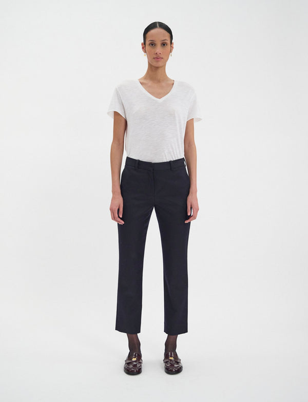 Ines De La Fressange Pantalon Audrey Bleu Foncé En Pure Laine