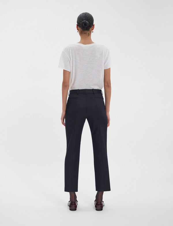 Ines De La Fressange Pantalon Audrey Bleu Foncé En Pure Laine