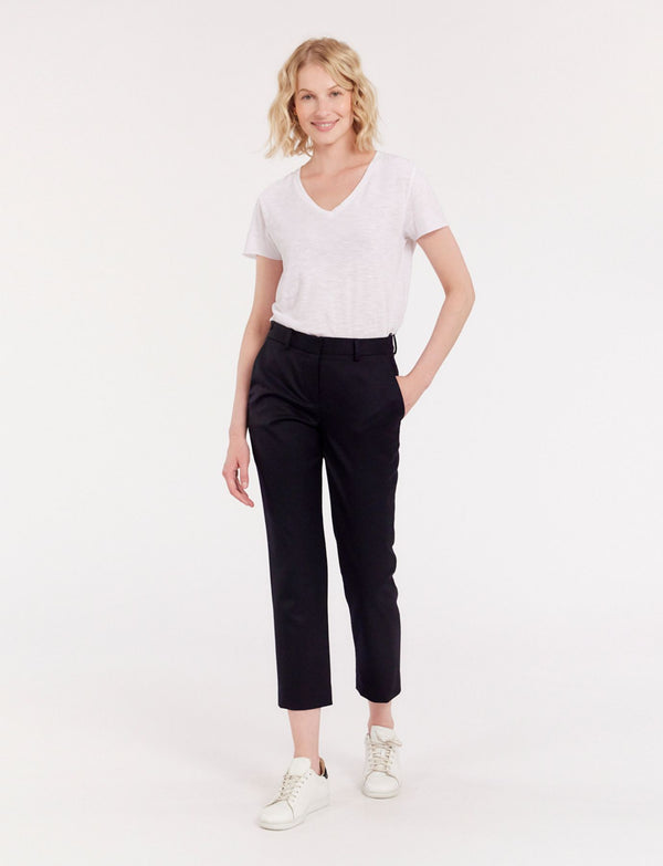 Ines De La Fressange Pantalon Audrey Bleu Nuit En Laine