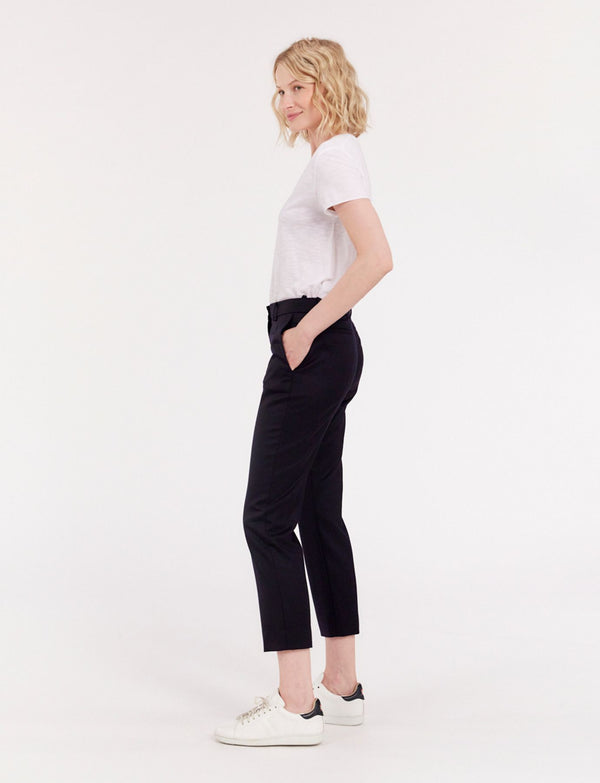 Ines De La Fressange Pantalon Audrey Bleu Nuit En Laine