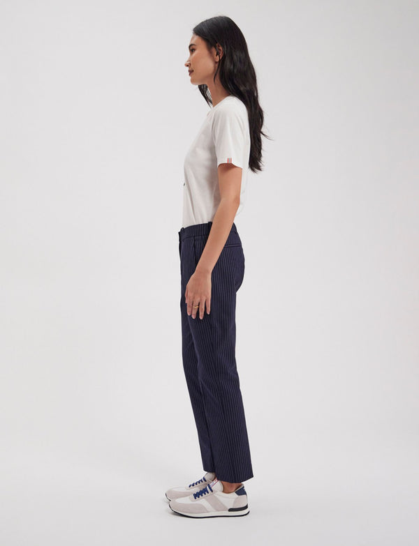 Ines De La Fressange Pantalon Audrey Navy à Fines Rayures