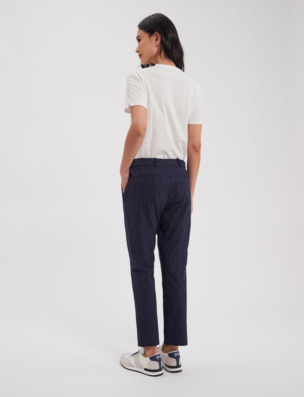 Ines De La Fressange Pantalon Audrey Navy à Fines Rayures