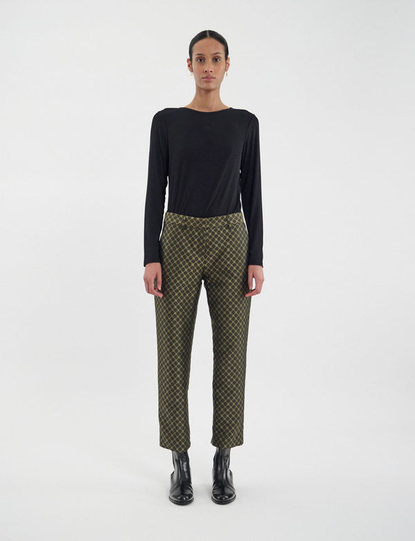 Ines De La Fressange Pantalon Audrey Tissage Jacquard Noir Et Doré