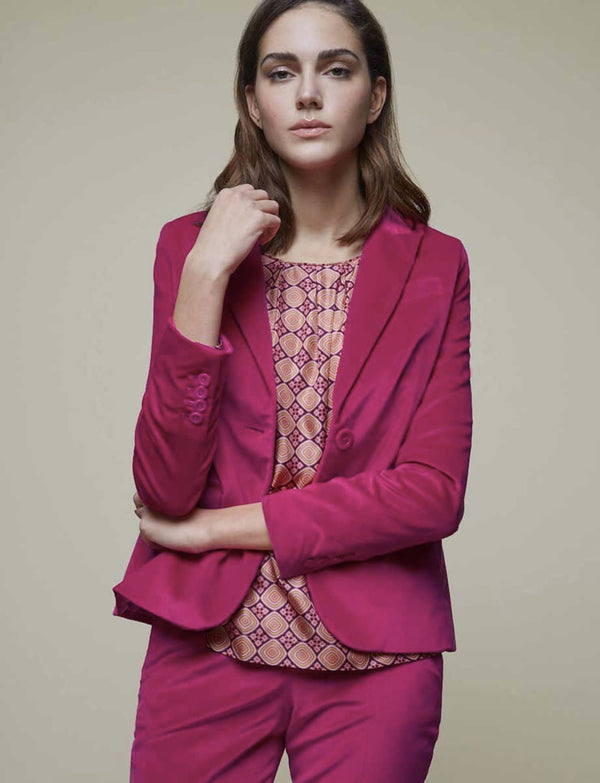 ines de la fressange Pantalon Audrey velours fuchsia
