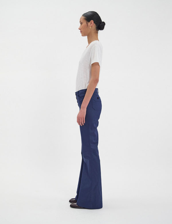 Ines De La Fressange Pantalon Charlotte En Coton Bleu Marine
