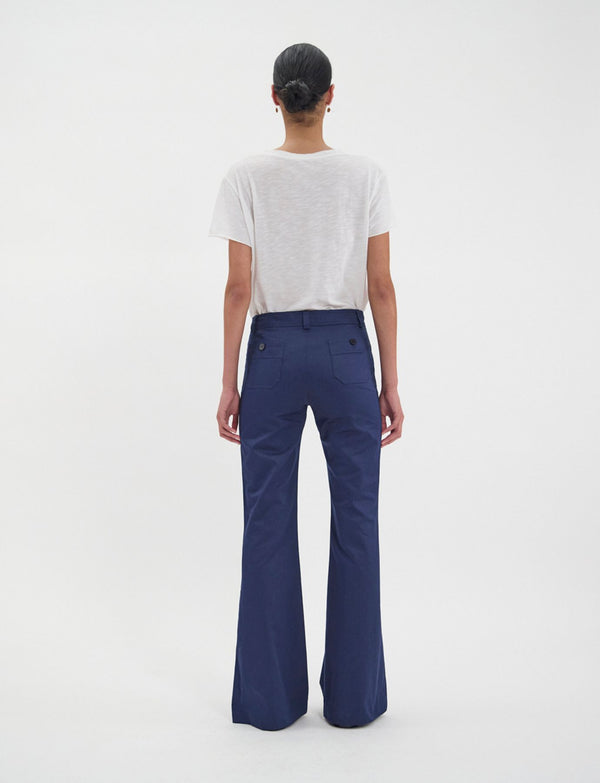 Ines De La Fressange Pantalon Charlotte En Coton Bleu Marine