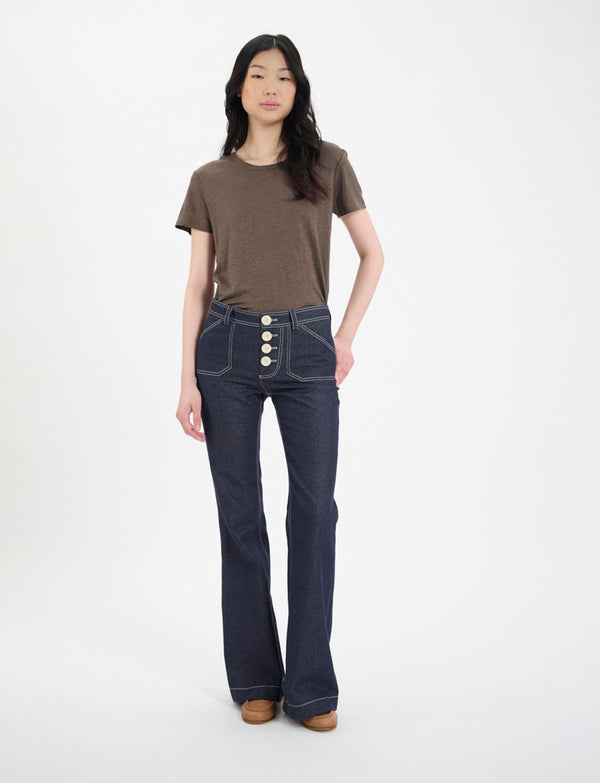 Ines De La Fressange Pantalon Charlotte En Coton Marine