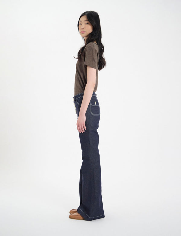 Ines De La Fressange Pantalon Charlotte En Coton Marine